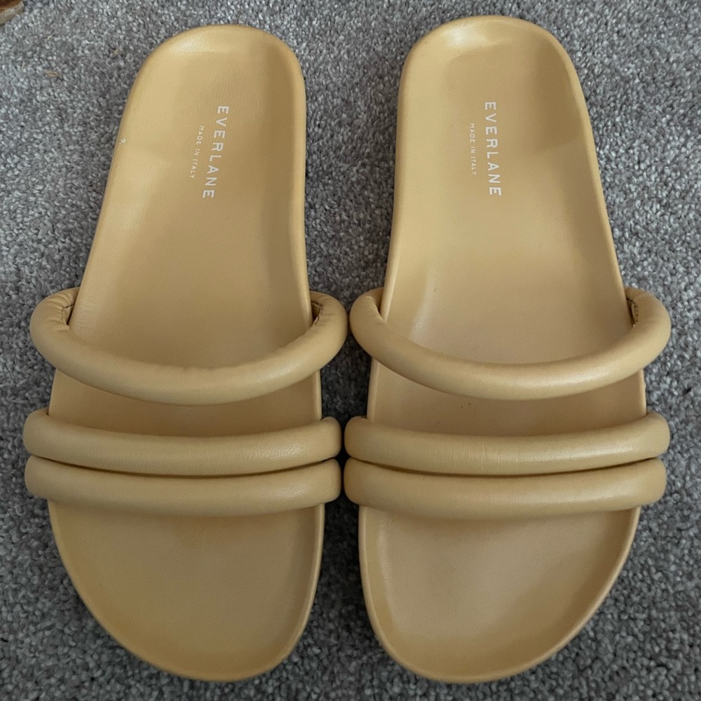 Everlane Tan Padded Slide Sandals